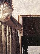 VERMEER VAN DELFT, Jan Lady Standing at a Virginal (detail) wer Norge oil painting reproduction